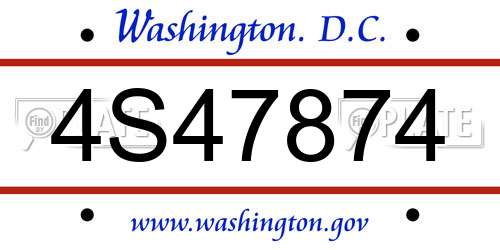 4S47874 District Of Columbia License Plate