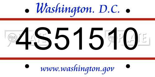 4S51510 District Of Columbia License Plate