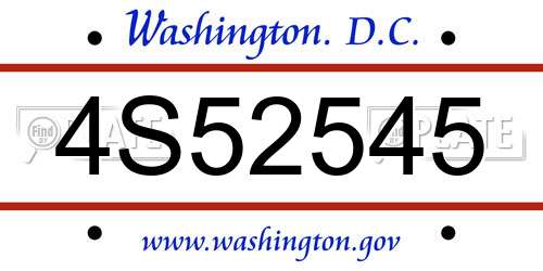 4S52545 District Of Columbia License Plate