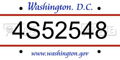 4S52548 District Of Columbia License Plate