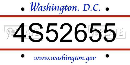 4S52655 District Of Columbia License Plate