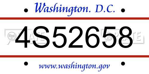 4S52658 District Of Columbia License Plate
