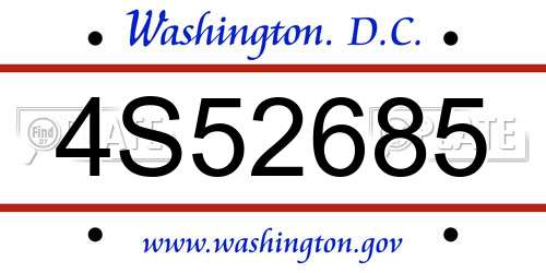 4S52685 District Of Columbia License Plate