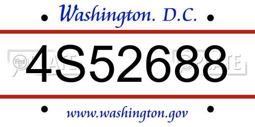4S52688 District Of Columbia License Plate