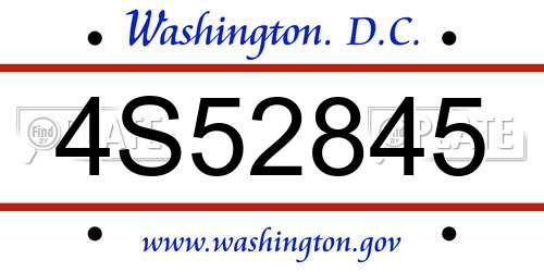 4S52845 District Of Columbia License Plate