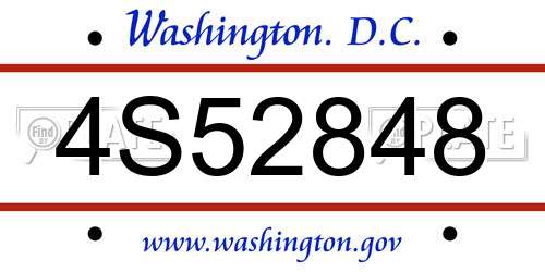 4S52848 District Of Columbia License Plate