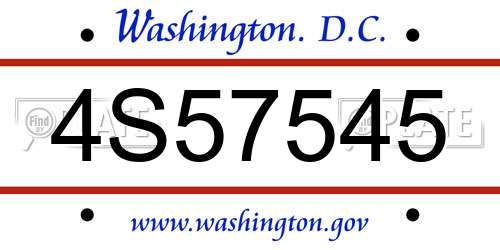 4S57545 District Of Columbia License Plate