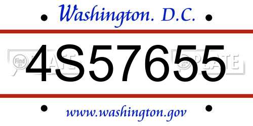 4S57655 District Of Columbia License Plate