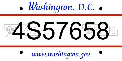 4S57658 District Of Columbia License Plate