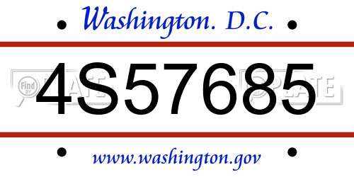 4S57685 District Of Columbia License Plate