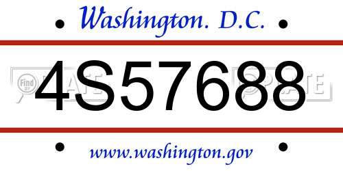 4S57688 District Of Columbia License Plate
