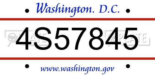 4S57845 District Of Columbia License Plate