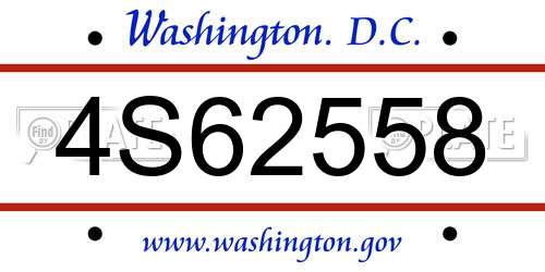 4S62558 District Of Columbia License Plate