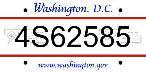 4S62585 District Of Columbia License Plate