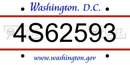 4S62593 District Of Columbia License Plate