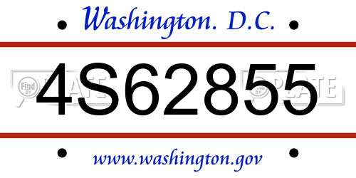 4S62855 District Of Columbia License Plate