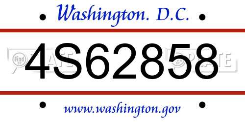 4S62858 District Of Columbia License Plate