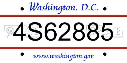 4S62885 District Of Columbia License Plate