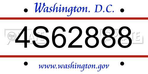 4S62888 District Of Columbia License Plate