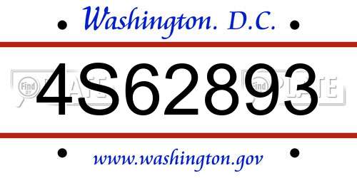 4S62893 District Of Columbia License Plate