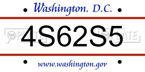 4S62S5 District Of Columbia License Plate