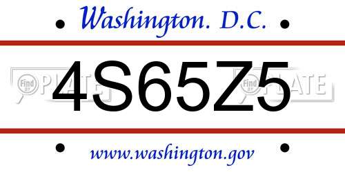 4S65Z5 District Of Columbia License Plate