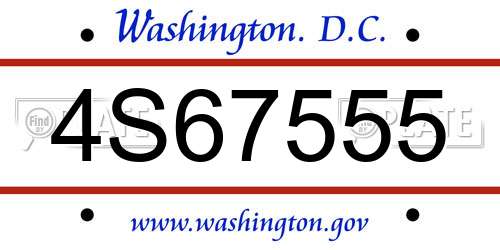 4S67555 District Of Columbia License Plate