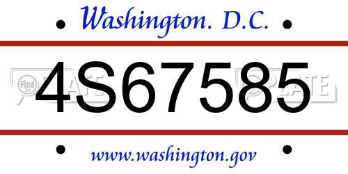 4S67585 District Of Columbia License Plate
