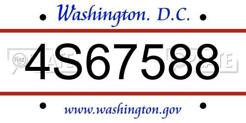 4S67588 District Of Columbia License Plate