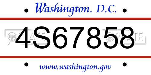 4S67858 District Of Columbia License Plate