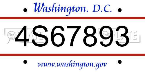 4S67893 District Of Columbia License Plate