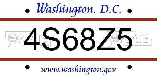 4S68Z5 District Of Columbia License Plate