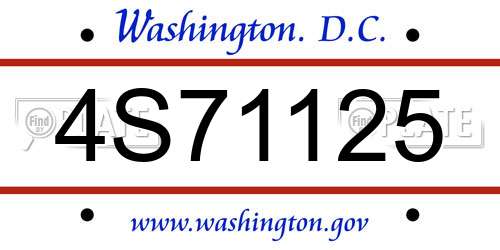 4S71125 District Of Columbia License Plate