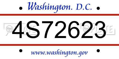 4S72623 District Of Columbia License Plate