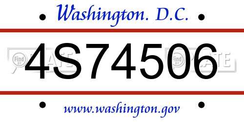 4S74506 District Of Columbia License Plate