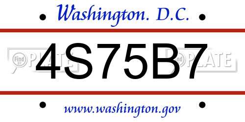 4S75B7 District Of Columbia License Plate