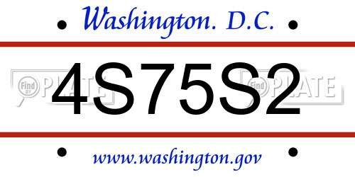 4S75S2 District Of Columbia License Plate