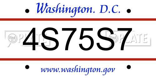 4S75S7 District Of Columbia License Plate