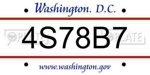 4S78B7 District Of Columbia License Plate