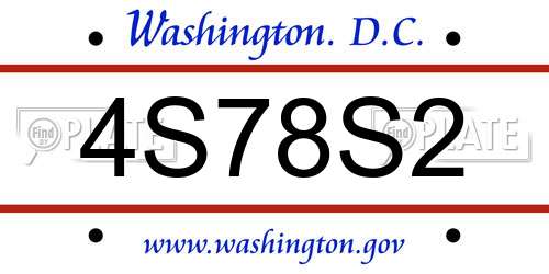 4S78S2 District Of Columbia License Plate