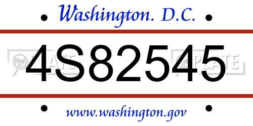 4S82545 District Of Columbia License Plate