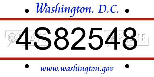 4S82548 District Of Columbia License Plate