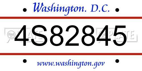 4S82845 District Of Columbia License Plate