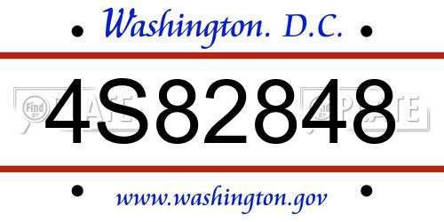 4S82848 District Of Columbia License Plate
