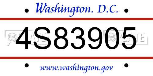 4S83905 District Of Columbia License Plate