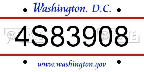4S83908 District Of Columbia License Plate