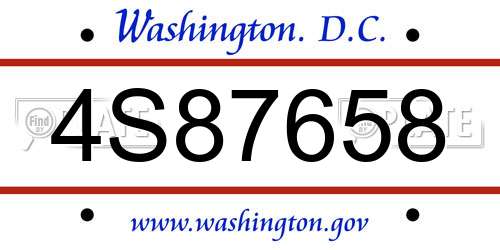 4S87658 District Of Columbia License Plate