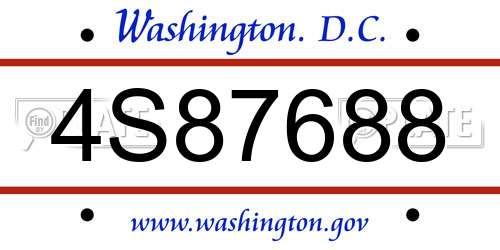 4S87688 District Of Columbia License Plate