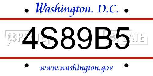 4S89B5 District Of Columbia License Plate