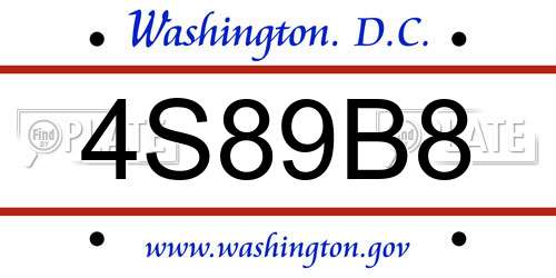 4S89B8 District Of Columbia License Plate